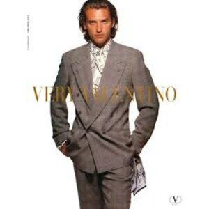 Vtg 80s Valentino Couture Double Breasted Blazer Sz 50R Virgin Wool Made Italy